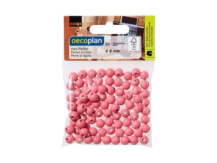 Oecoplan Holzperlen Rosa 8 mm 82 Stück