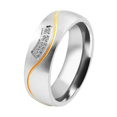 Partnerring AKZENT "Exotic Wave, langlebig" Gr. 52, bunt (bicolor), Fingerringe, Damen, 52, Edelstahl