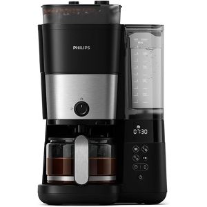 Philips Kaffeemaschine All-in-1 Brew HD7888/01, mit Glaskanne, mit Mahlwerk, 1,25 Liter, 1000 Watt, schwarz, bis zu 10 Tassen