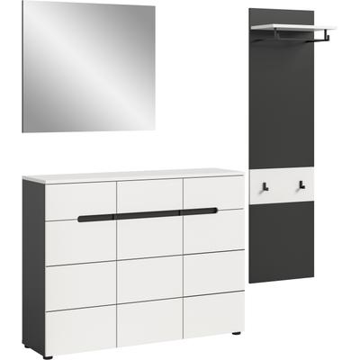 Garderoben-Set HOME AFFAIRE "REHAT, TOPSELLER, 3-teilig, Breite 180 cm, individuell erweiterbar", basalt grau, weiß, Kastenmöbel-Sets, Garderobenkombination, Kombination, Set, Flurgarderobe, Diele