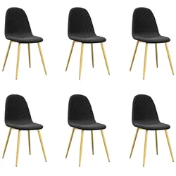 vidaXL Esszimmerstühle 6 Stk. Schwarz Samt