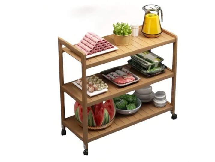 Kx9Lb8d Rollwagen 3-stufiger rollender Aufbewahrungswagen, mobiler Küchen- und Restaurant-Utensilienständer for Essen(Yellow,Klein)