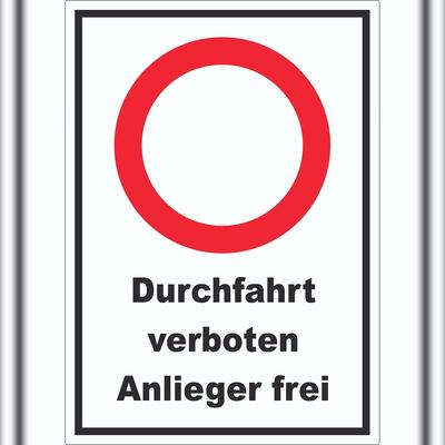 HB-Druck Durchfahrt verboten Anlieger frei Aufkleber A7 (74x105mm)