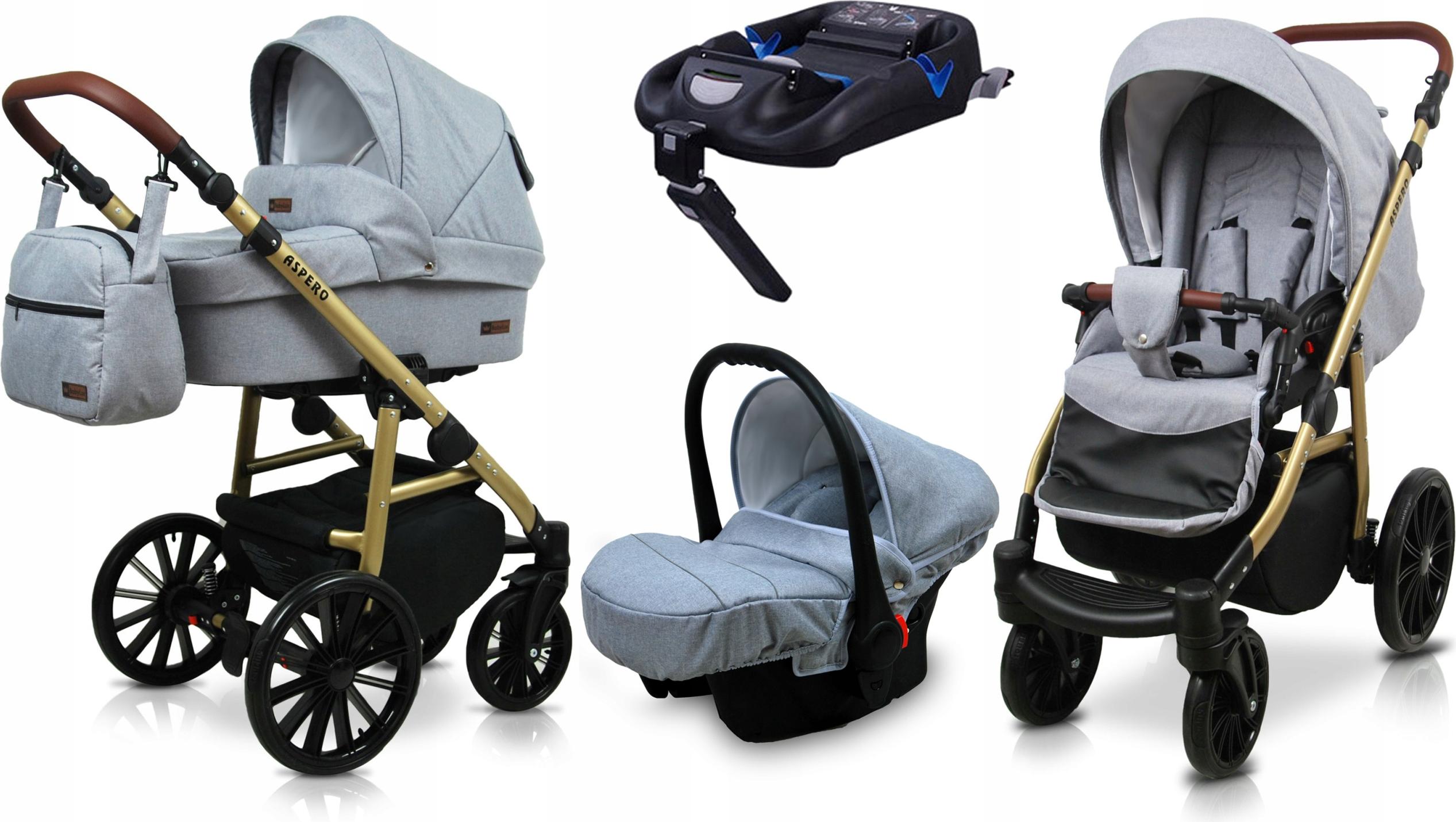 BabyLux Aspero | 4in1 Kinderwagen Set | Silver Flex | Kombikinderwagen | Kinderwagenset | Isofi