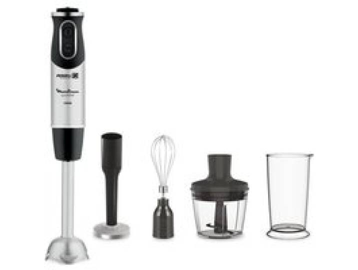 MOULINEX Mixeur plongeant 4en1 Quickchef 10 vitesses Mini hachoir Fouet Presse purée Gobelet 800 ml 1000W Noir/Inox DD65H810