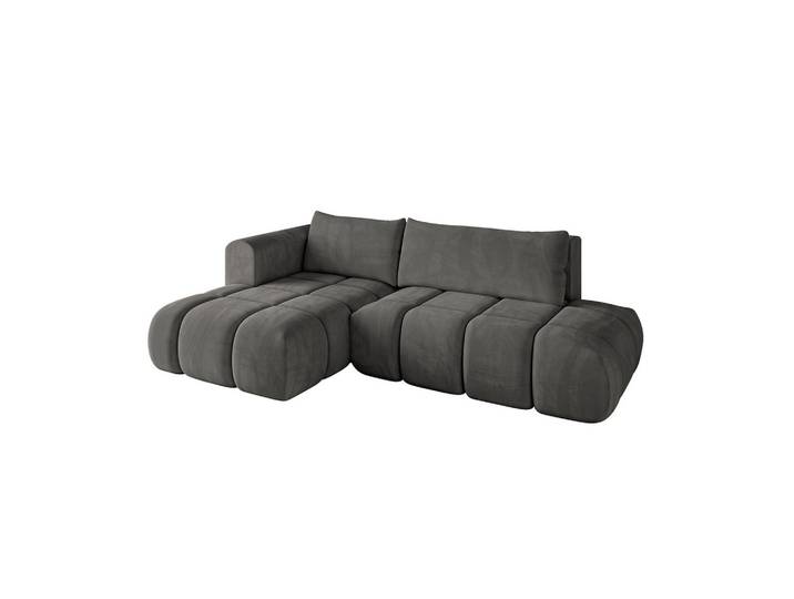 ECKSOFA Ottomane Links CLOUD-L 280x185x90 Dunkelgrau Velours