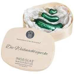 Inges Glas Christbaumschmuck Glas Weihnachtsgurke 3er Set 2,5/5,5/8,5 cm grün