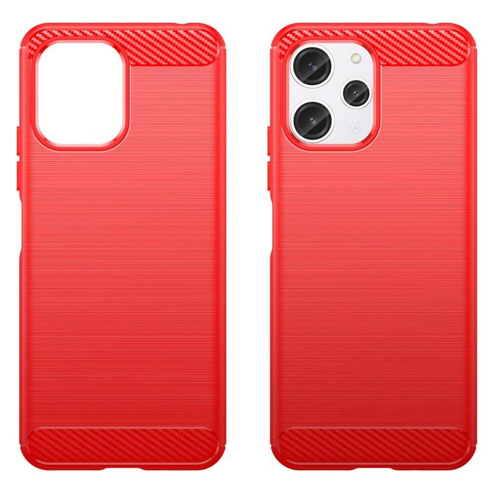 Cover-Discount Xiaomi Redmi 12 - Metall Carbon Look Hülle rot (Xiaomi Redmi 12) (660148417C)
