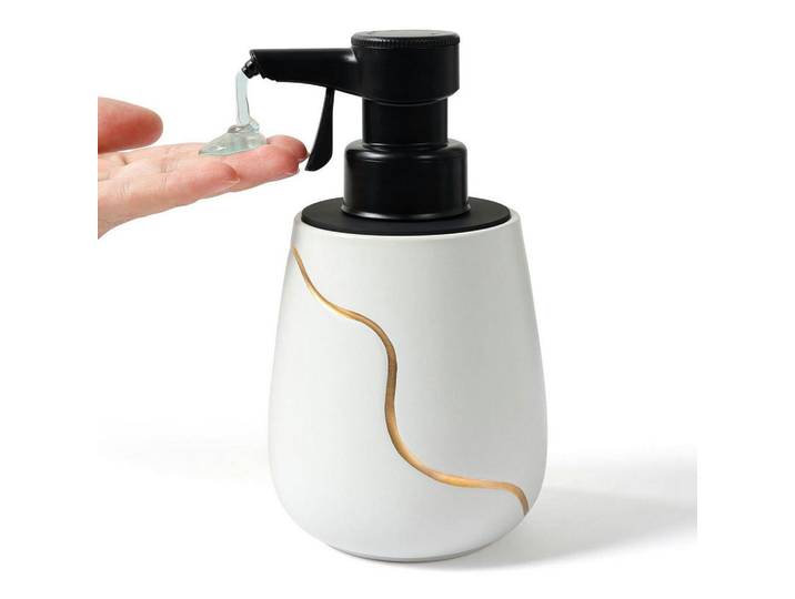 Seifenspender Automatisch Keramik Weiß mit Sensor, 9x17x10 cm, Badaccessoires, Seifenspender