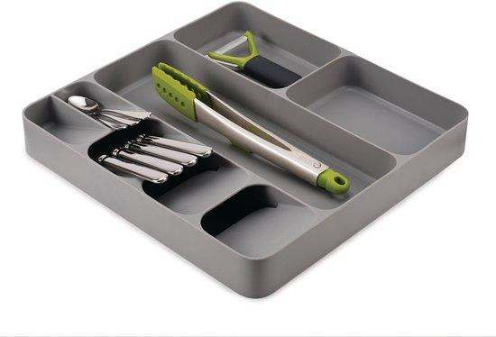Ibenzoa Besteklade-organizer met verschoven compartimenten en antislipbasis, grijs, B: 39,5 cm, D: 37,9 cm, H: 5,3 cm