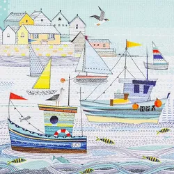 Home Fashion, Boats, Lunch-Servietten aufgefaltetes Maß 33 cm x 33 cm, im Viertelfalz, 20 Stück pro Pack
