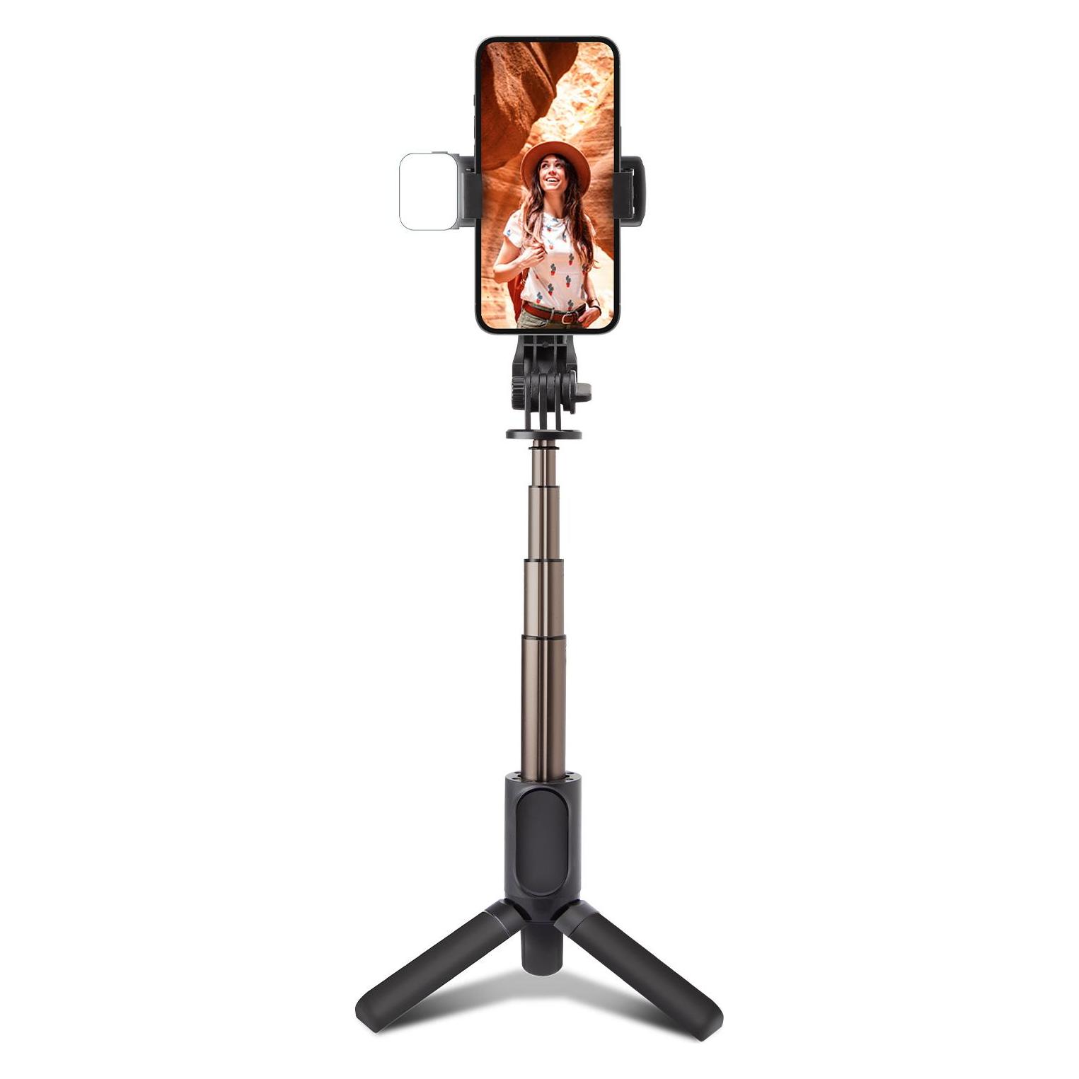 SBS Selfie stick med tripod og LED lys (TESELFIETRIPODPROBTK)