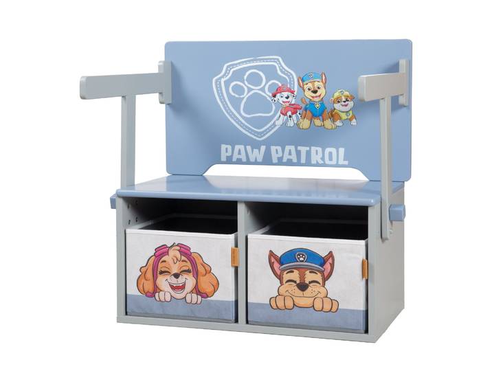 Klappbare Sitzbank 'Paw Patrol' + Canvas Boxen - Umbaubar zum Schulpult