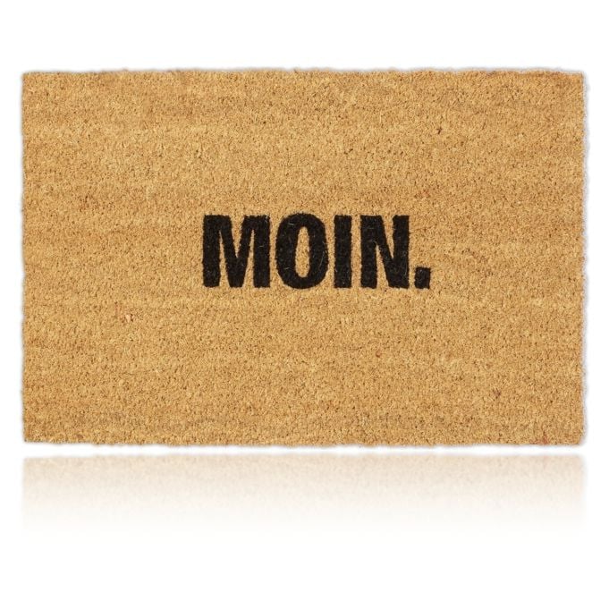 Relaxdays Deurmat Moin met Duitse groet, Kokos en Antislip, Natuur, B/D: 60 x 40 cm