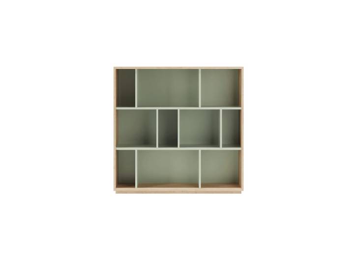 Bibliothèque en mélaminé chêne et vert 117x119x32 cm