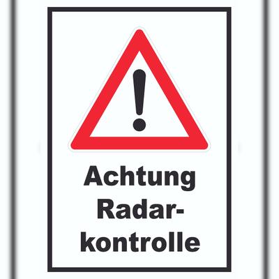 HB-Druck Achtung Radarkontrolle Schild A3 Rückseite selbstklebend