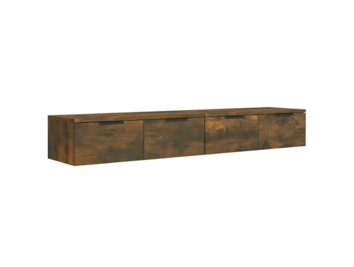 QINXIXINAIXI Wandschränke 2 STK. Räuchereiche 68x30x20 cm Holzwerkstoff Hängeschränke mit Schubladen, Wandmontage, Holzwerkstoff, Feuchtigkeitsbeständigkeit, Wohnraum