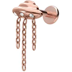 Titan Labret mit Innengewinde UFO + KETTE + KRISTALLE