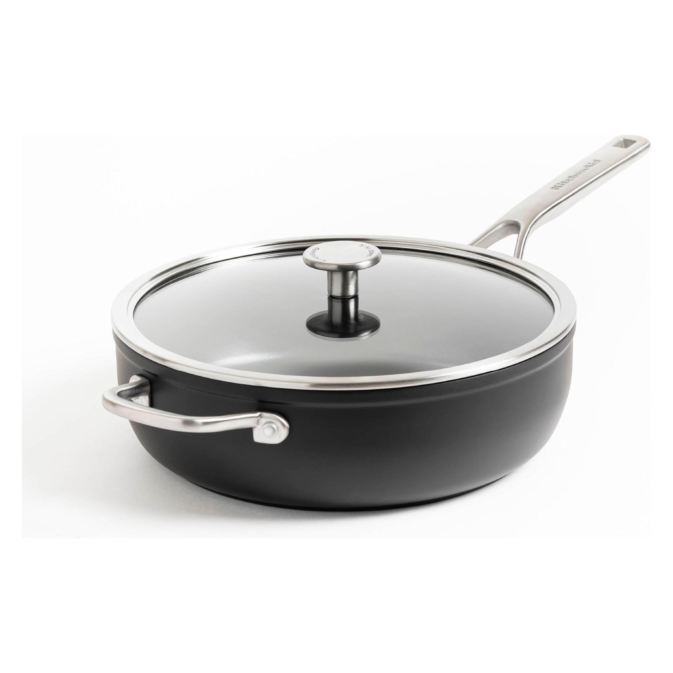 KitchenAid - Forged Hardened Aluminium Skillet with Lid + Helper Handle - Black - 28 cm (Bratpfanne, Aluminium, Edelstahl) (CC005697-001)