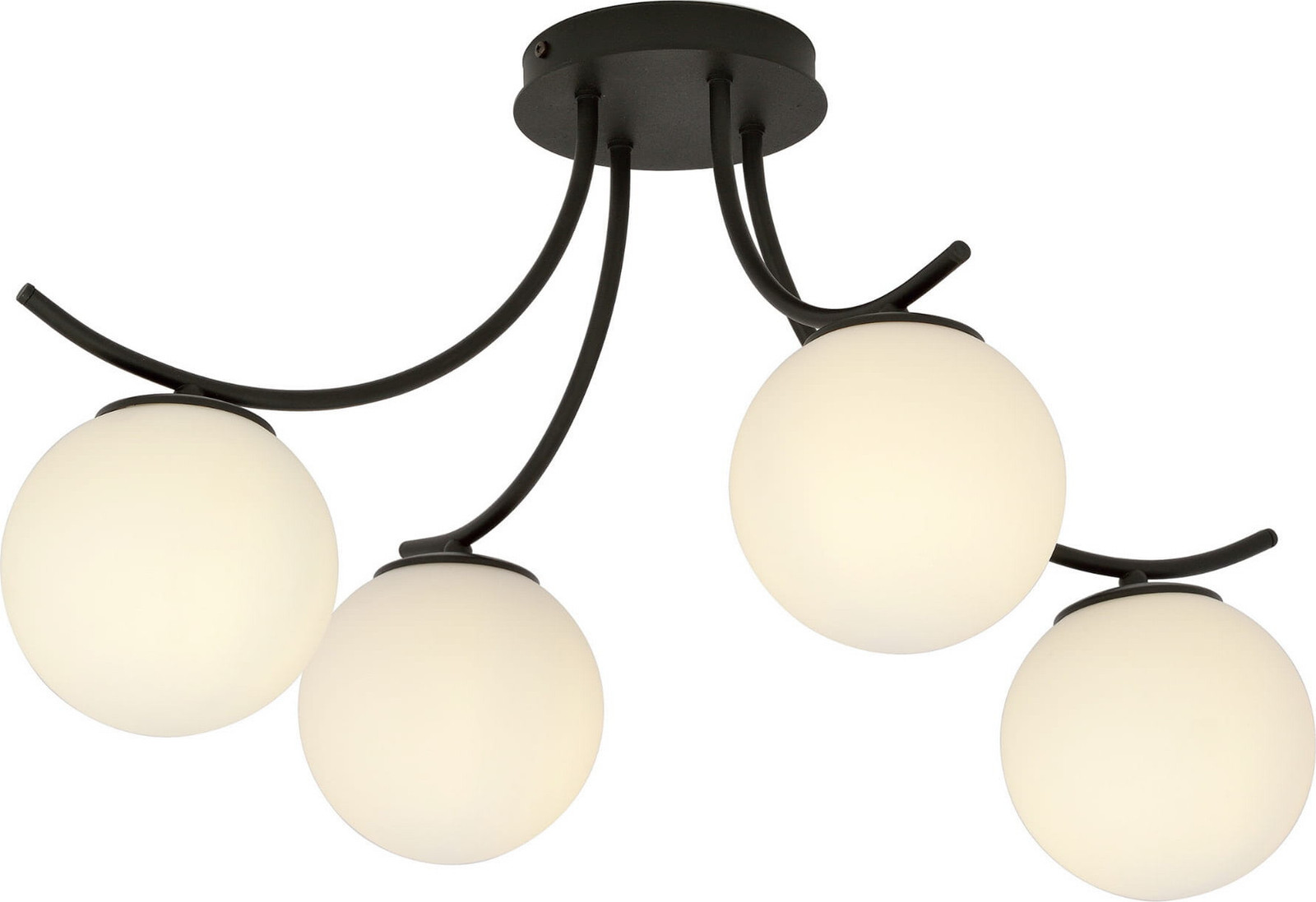 Emibig Lighting Plafondlamp Boston 1109/4, zwart/opal, 4xE14 40W