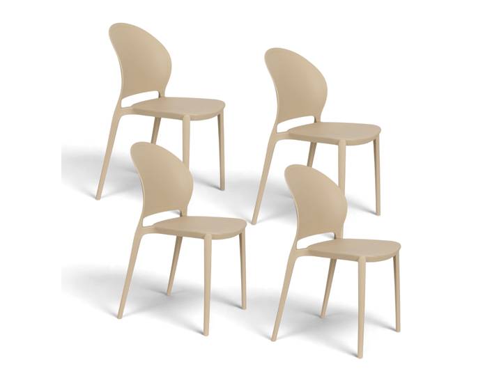 White Label Living Sjoerd Garden Chair - Set of 4 Beige, New - Perfect for comfortable sitting