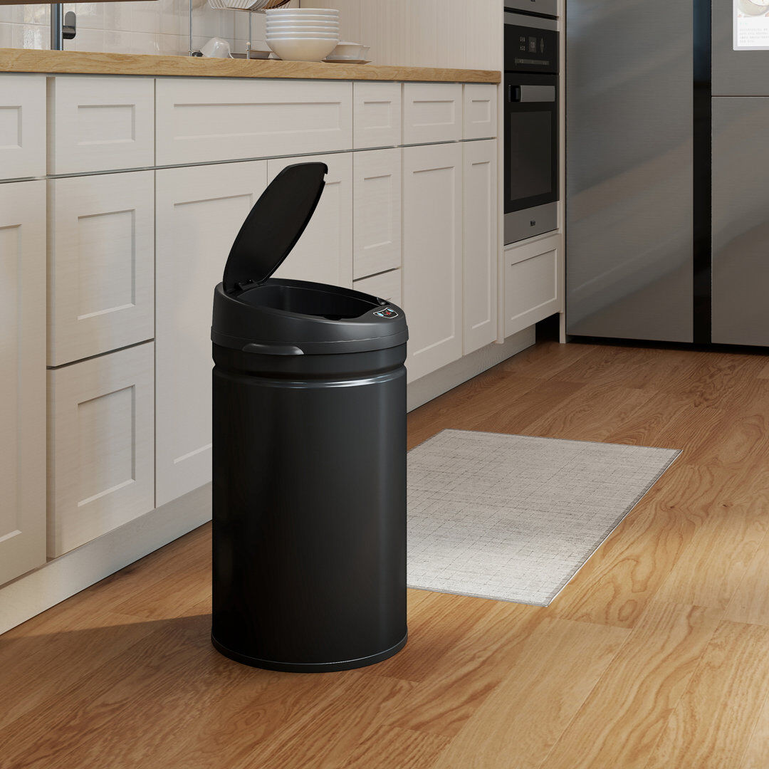 HOMCOM 30L Sensor Bin with Soft-Close Lid Automatic Touchless Kitchen Black Black 30L