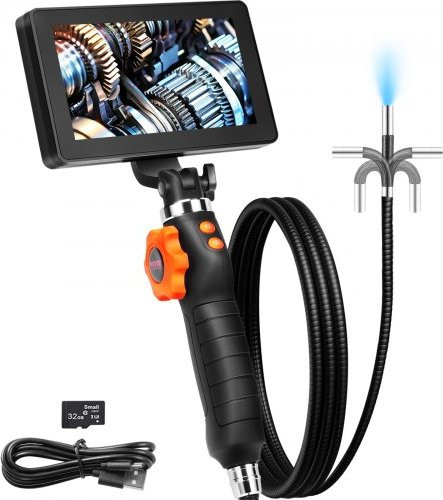 Vevor Articulerende endoscoopcamera met 6,4 mm lens, 5-inch IPS 1080P HD-scherm en 8x zoom, zwart