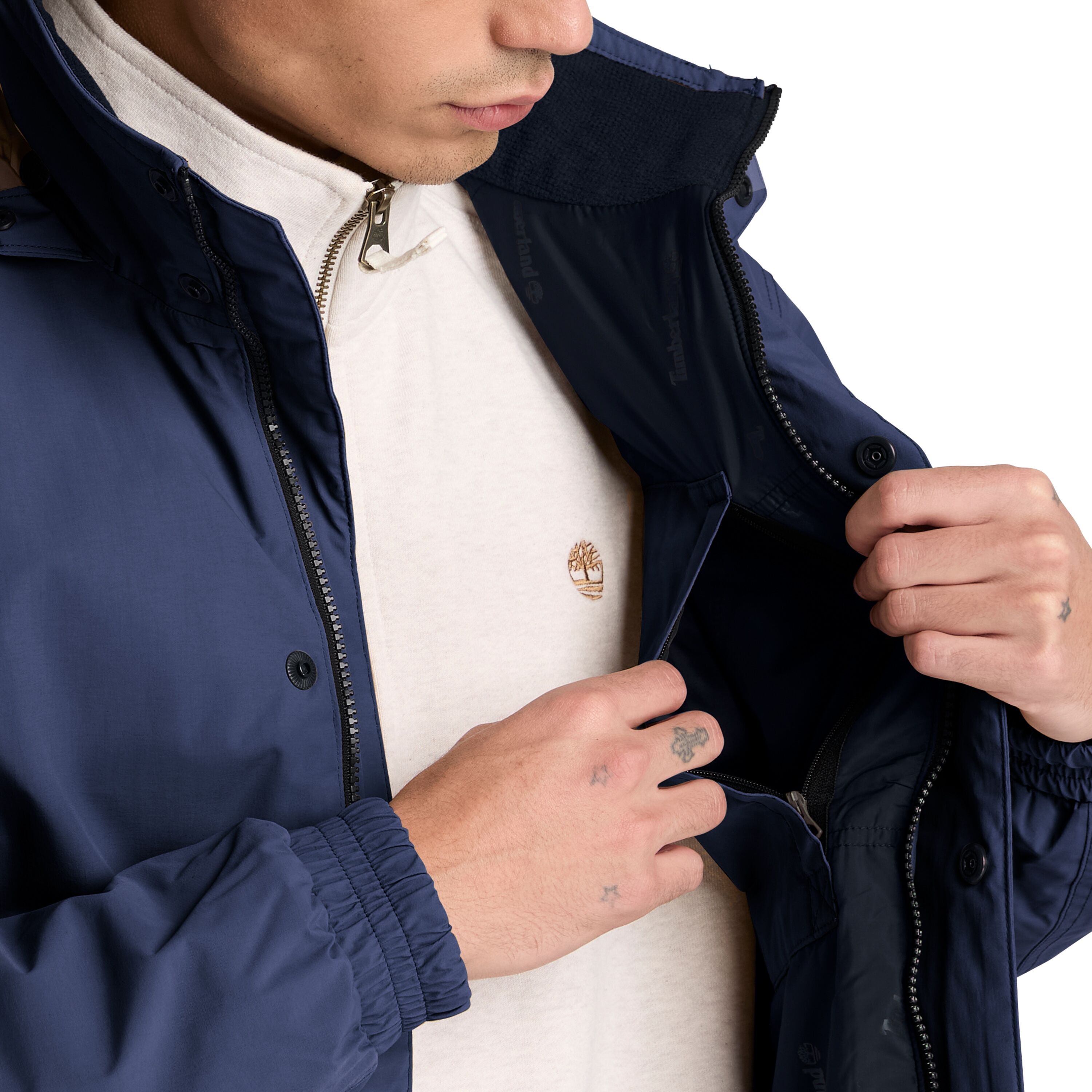 Bomberjacke TIMBERLAND "WEATHER BOMBER - Waterproof Insulat", Herren, Gr. XXL, blau (naval academy), Obermaterial: 100% Nylon, Jacken Bomberjacke, wasserdichtes Obermaterial aus Nylon, mit isolierenden Eigenschaften