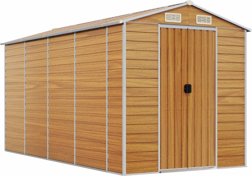 Gerätehaus Hellbraun 191x385x198 cm Verzinkter Stahl
