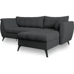 ECKSOFA MOLLIS Graphitfarben Geflochtener-Stoff mit Schlaffunktion