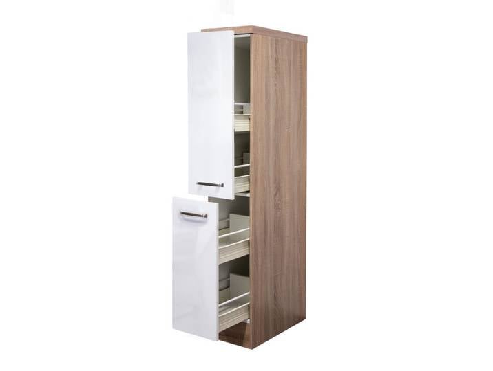 Demi-Apothekerschrank Valero Weiß Hochglanz/Braun 30x162x60cm