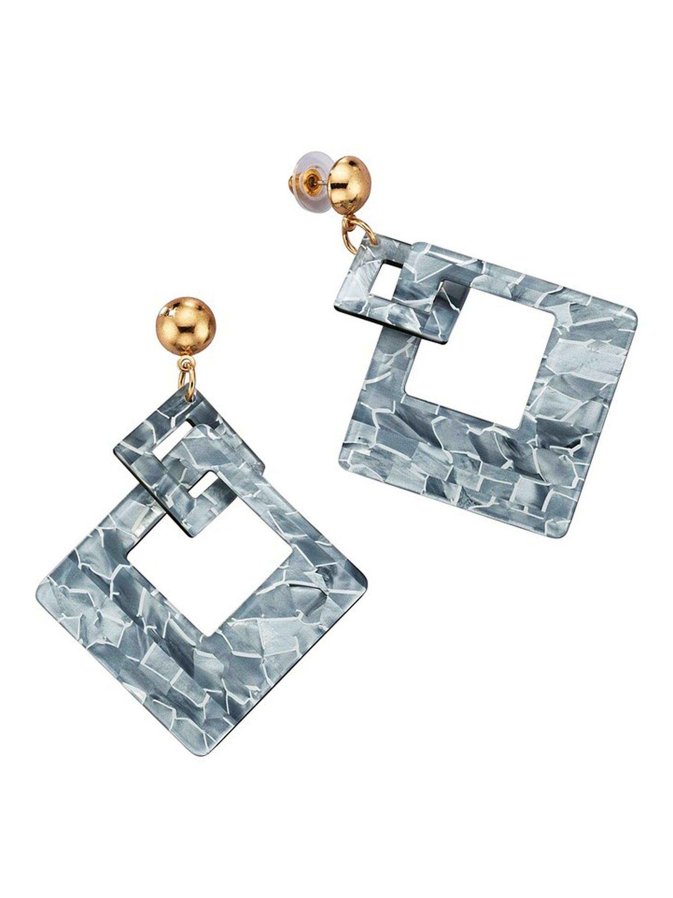 Steuer Modeschmuck Ohrstecker Acryl grau glänzend