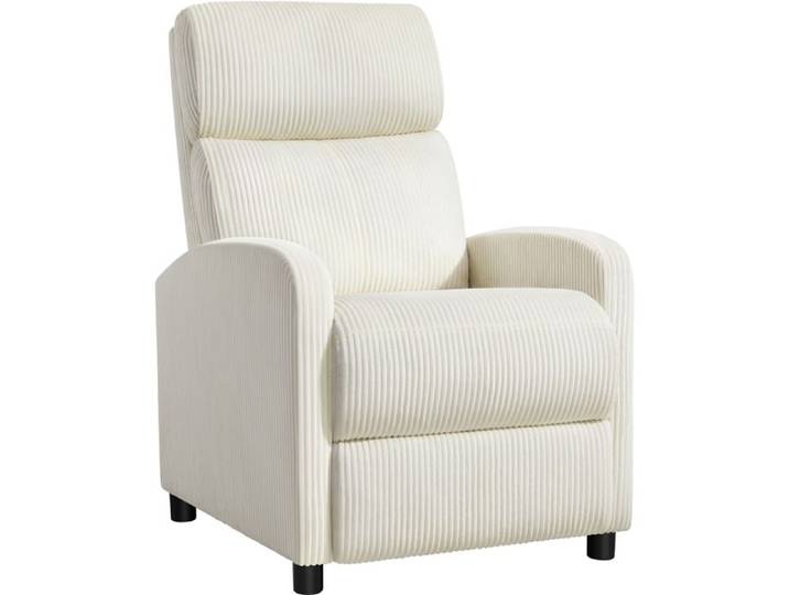 Yaheetech Fauteuil Inclinable en Velours Fauteuil de Salon Rembourré Fauteuil Convertible avec Repose Pied Beige