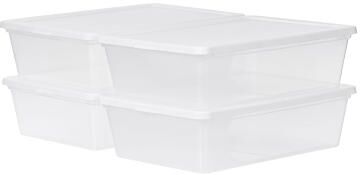IRIS 13 Quart Plastic Storage Bins with Lids, Stackable Storage Containers and Totes, Clear, 4 Pack