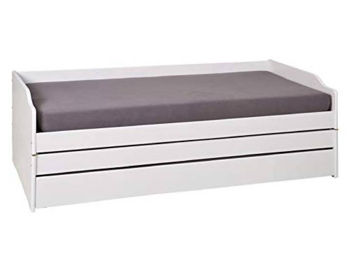 Inter Link - Funktionsbett - Stauraumbett - Bett mit Schubladen - Kiefer massivholz - Für Kinder, Jugendliche - Einzelbett - Gästebett - 2 Lattenroste - 3 Liegeflächen - Weiß - Lotar - 90x190 cm