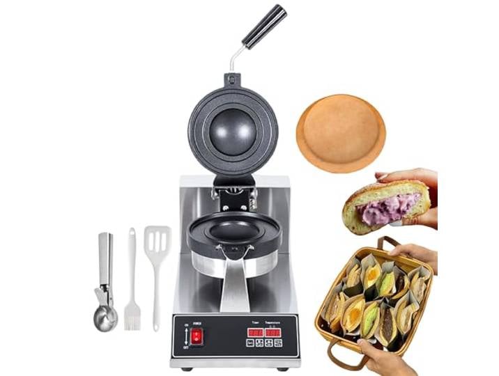 pealiritansemen Professioneller EIS-Burger-Maker – Gelato-Panini-/Sandwich-Presse Mit Drehplatten Und Digitaler Temperaturregelung, Für Imbissstände Und Cafés, Inklusive Eisportionierer