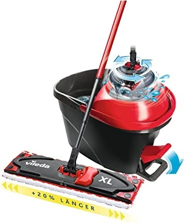 Vileda Ultramax Turbo XL Mopp Trocken&Nass Mikrofaser Schwarz, Rot