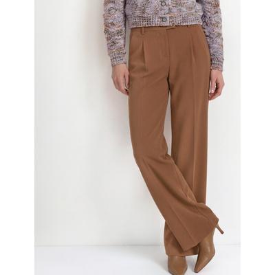 Bundfaltenhose RICHROYAL "Rich & Royal", Damen, Gr. 38, Normalgrößen, braun (hazel), Obermaterial: 93% Polyester, 7% Polyurethan. Futter: 100% Polyester, Hosen