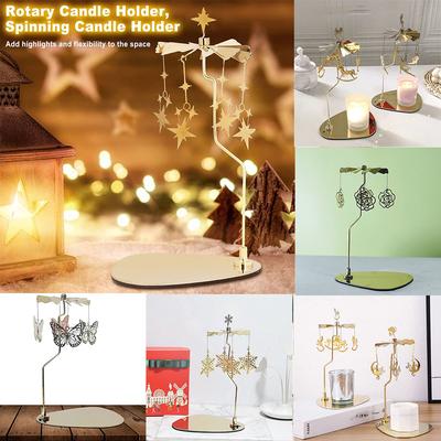 Inspire Daily Merch New Carousel Candle Spinner For Wedding Party Christmas Festival Home Office Decor Candle Holder silver Butterfly