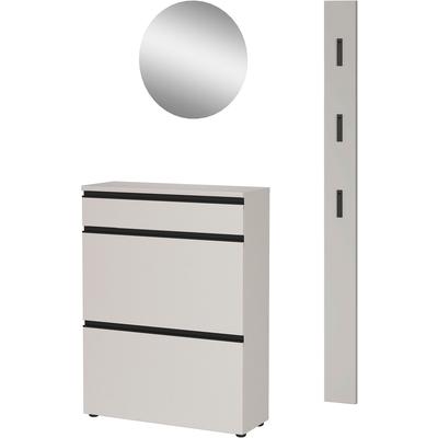 Garderoben-Set GERMANIA "GW-Baldone", weiß (kaschmir), kleiner Spiegel, Glas, Holzwerkstoff, Metall, Kastenmöbel-Sets, mit großem o. kleinen Spiegel, Tiefe: 30 cm, für schmale Flure