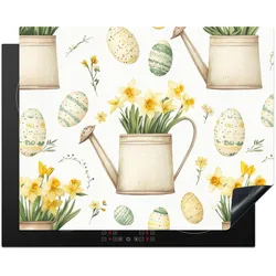 HERDABDECKPLATTE Gießkanne - Blumen - Eier Herdabdeckung Induktionsfeld 65x52 cm