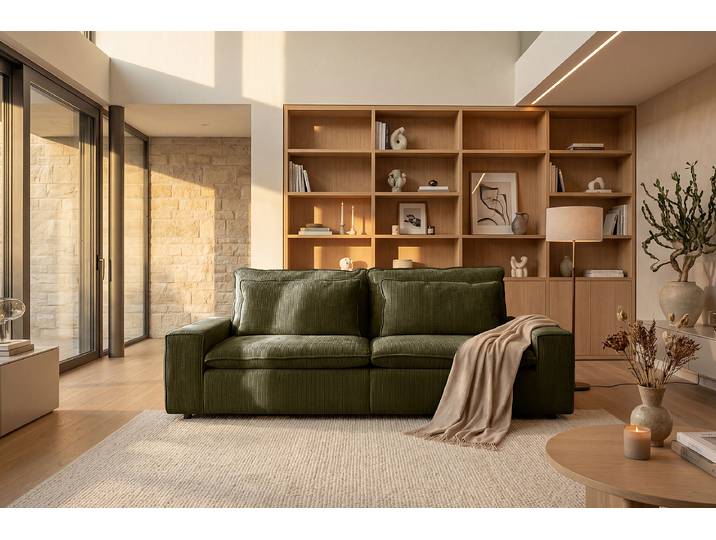 Big-Sofa Grün Cordstoff Rabia 258 x 83 x 116cm Modern