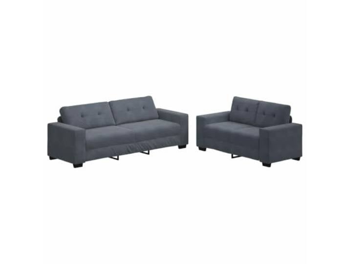 IBUQDDV 2-teiliges Sofa-Set mit Kissen, dunkelgrauer Samt Holz- und Metallrahmen, breite Armlehnen, weicher Samtstoff, Wohnzimmer, Büro, Gästezimmer