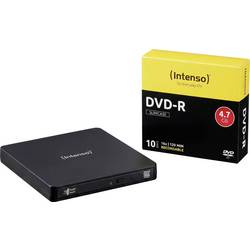 Intenso Intenso Bundle DVD-Brenner Extern Retail inkl. Brennsoftware + DVD-R Slim Case 10 Discs USB-A Schwarz 5401400+4101652