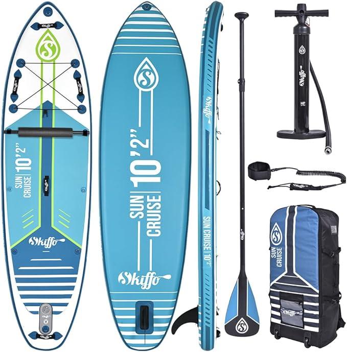 SUP SKIFFO Aufblasbares Stand Up Paddle Board Surfboard für Einsteiger & Fortgeschrittene mit zubehör