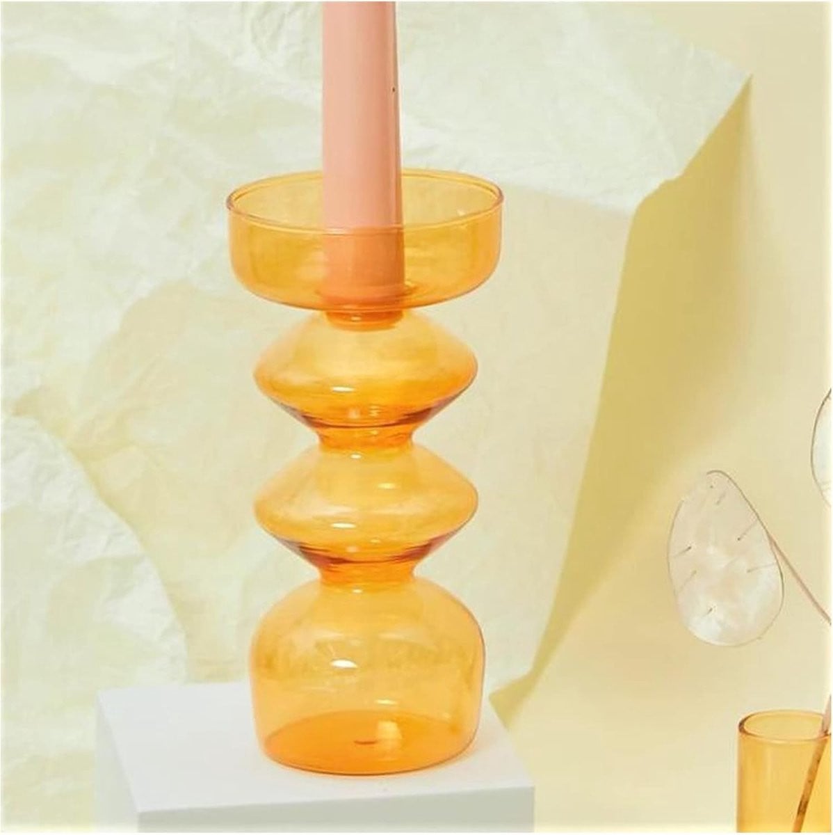 Gouden kristallen glazen kandelaar voor sfeervolle decoratie, 300 gram