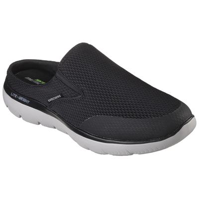 Clog SKECHERS "SUMMITS", Herren, Gr. 42, schwarz-weiß (schwarz, weiß), Textil, Schuhe Clog, Sommerschuh, Schlappen, Urlaub, im sportiven Look