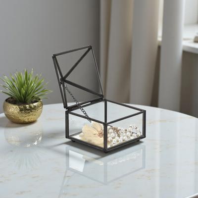 Cheungs Vortial Metal Framed Glass Pyramid Decorative Box - N/A