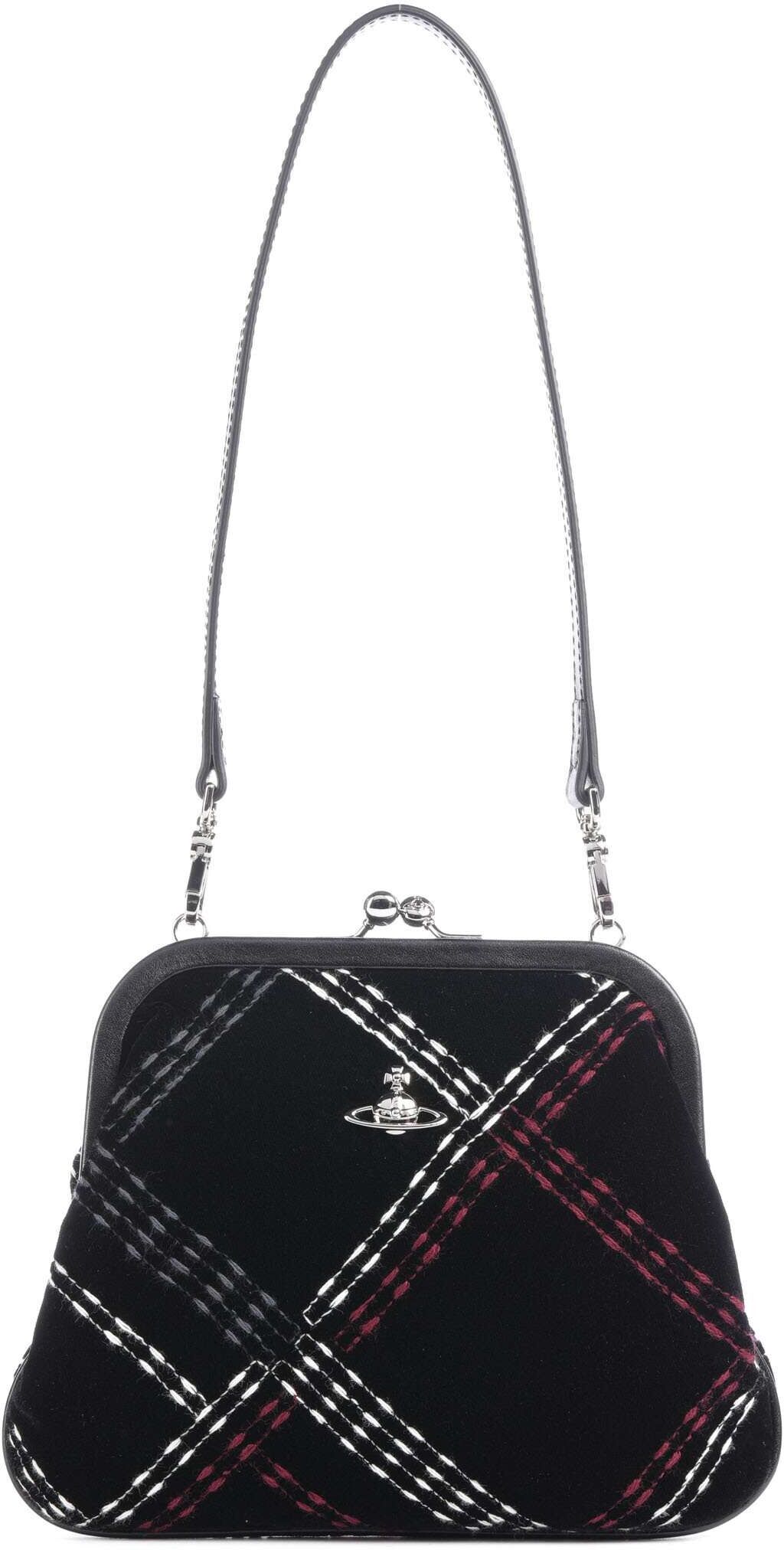 Vivienne Westwood Vivienne Velvet Check Schultertasche, schwarz