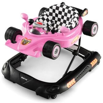 Costway Convertible Baby Walker with 3 Adjustable Height Settings-Pink